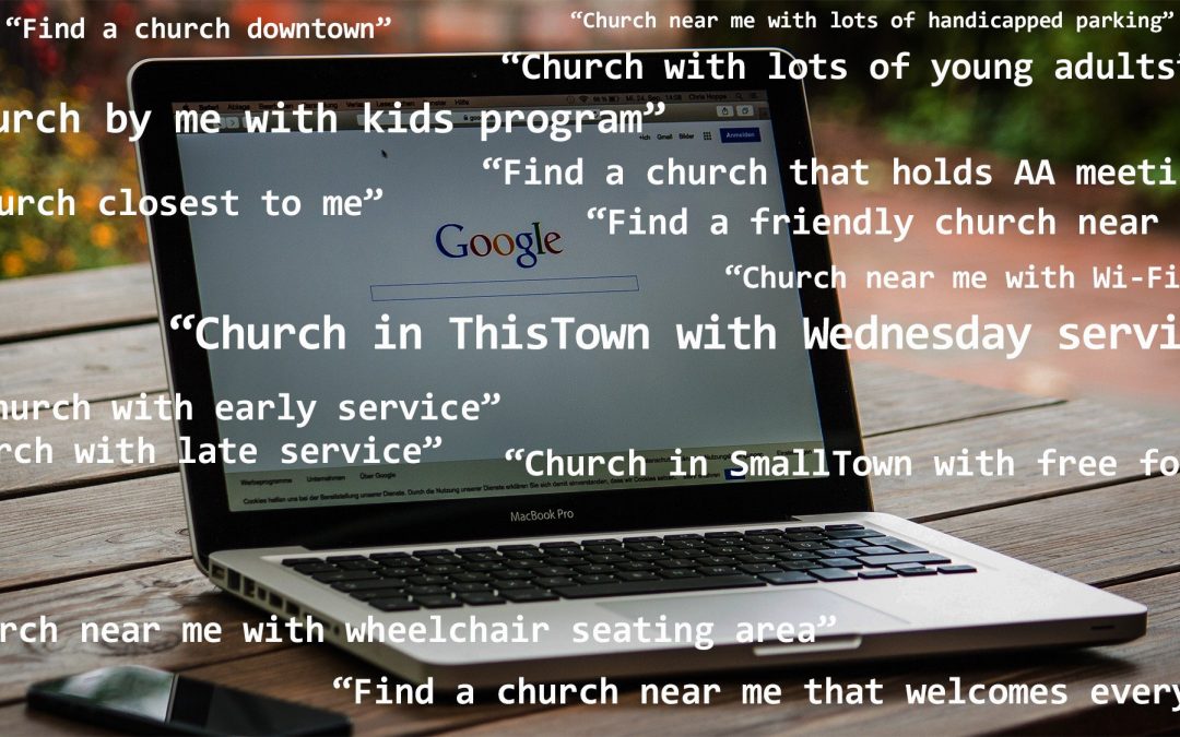 computer with google searches for churches